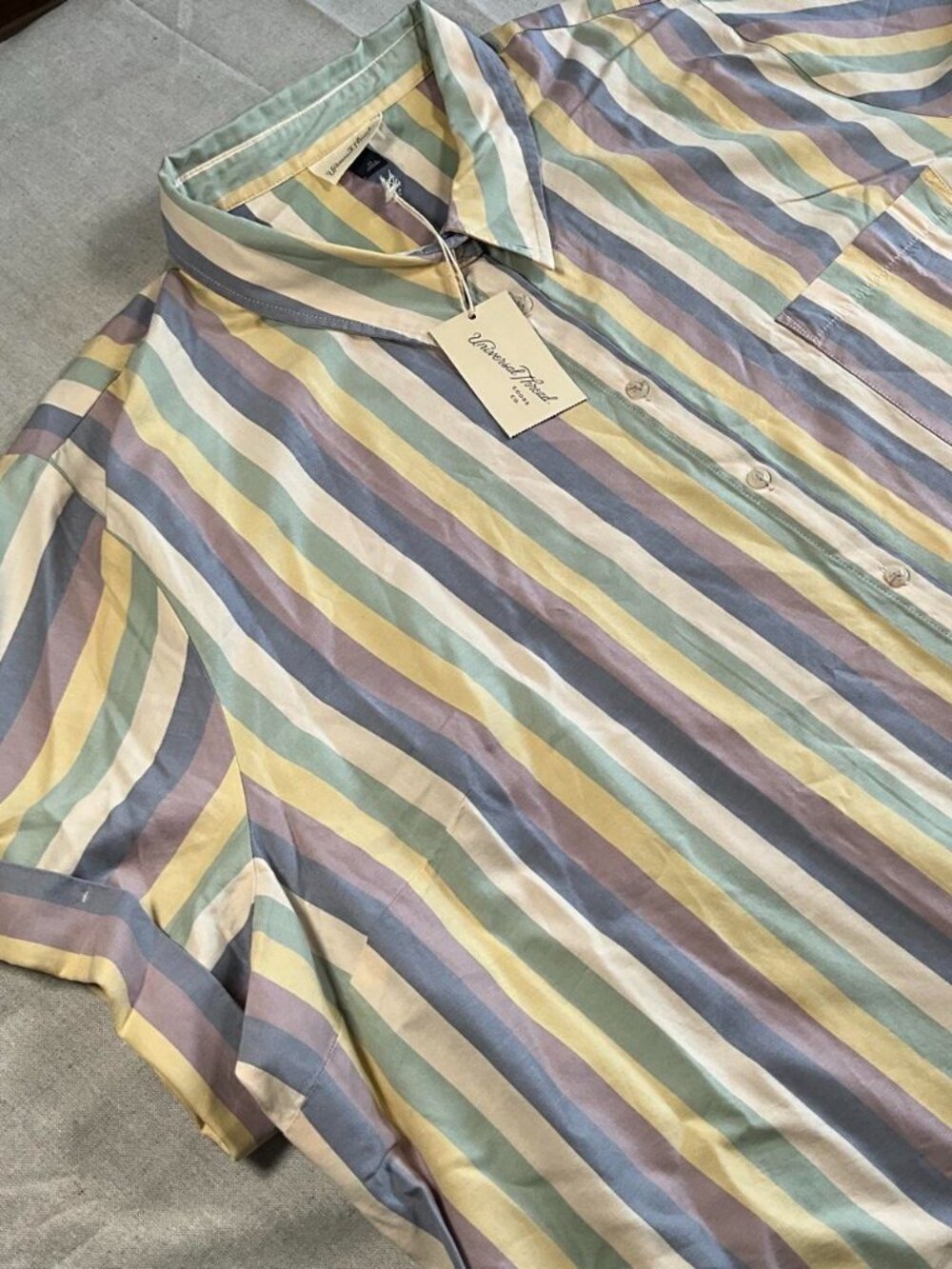 NWTs Mens Universal Thread Pastel Striped Cotton Lyocell Button Up Shirt (4XL)